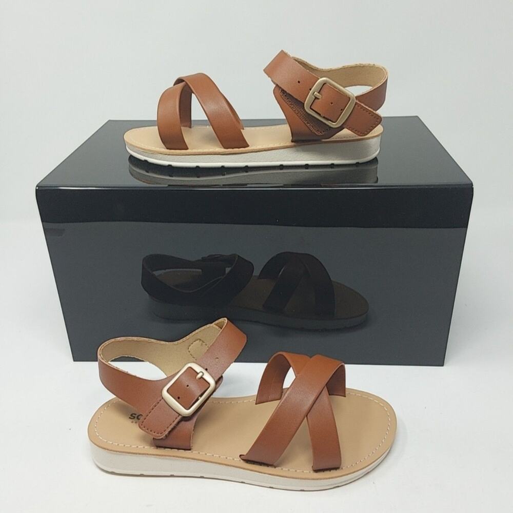 Sonoma Goods For Life Sandals Girls Size 1 Brown Fenleyy Cognac Strappy Shoes
